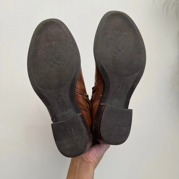 Knee-high brown leather boot buckle size 8.5 boho western riding moto - Picture 6 of 8